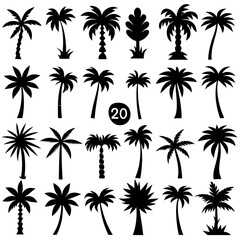 Obraz premium A collection of palm tree silhouettes against a white backdrop