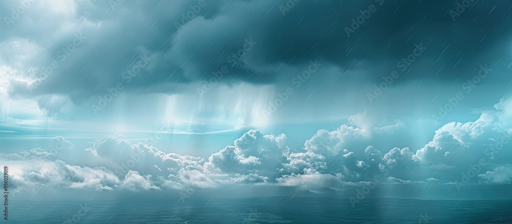 Fototapete isolated dark clouds in the sky preceding rain with copy space image available.