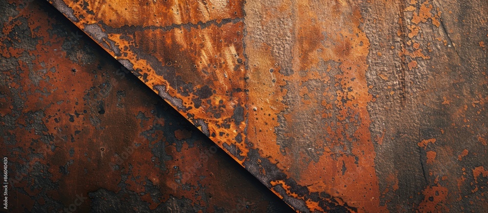 Aufkleber A rusty metal surface with a diagonal border line divides the image into two parts, providing a textured background with copy space image.