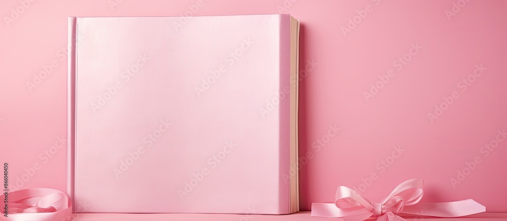 Poster pink diary displayed against a pink backdrop, with ample copy space image available on the page.