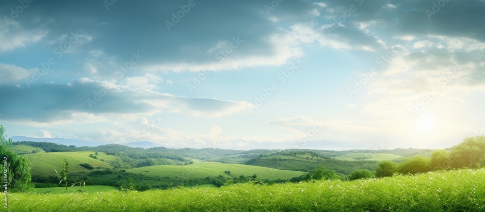 Poster scenic green nature view with copy space image for background or wallpaper.
