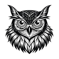 owl head handrawn vector illustration