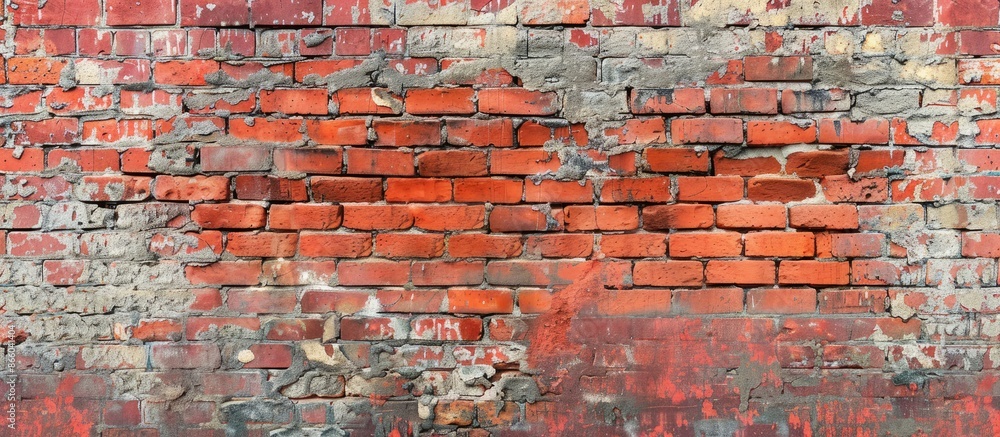 Poster vintage red brick wall providing grunge texture with copy space image for text placement in a classi