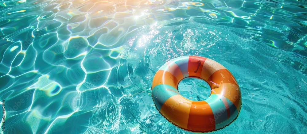 Aufkleber colorful pool float drifting on clear turquoise water under bright tropical sunlight, offering a ser