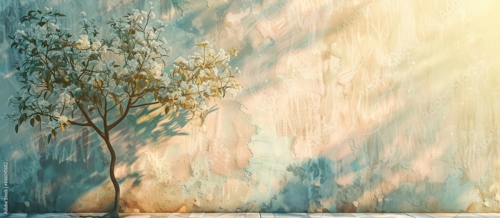 Aufkleber The wall of the tree is beautiful. pastel background. with copy space image. Place for adding text or design