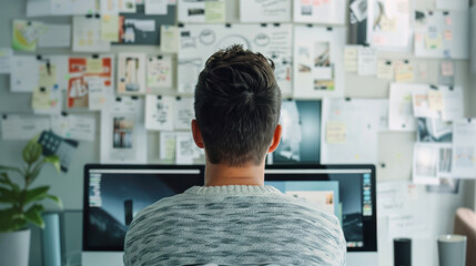 Man sitting in front computer working Digital Marketing Social media marketing Online Content Marketing Online E-commerce