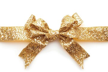 Glitter Bow. Beautiful Golden Ribbon Bow for Birthday Celebration