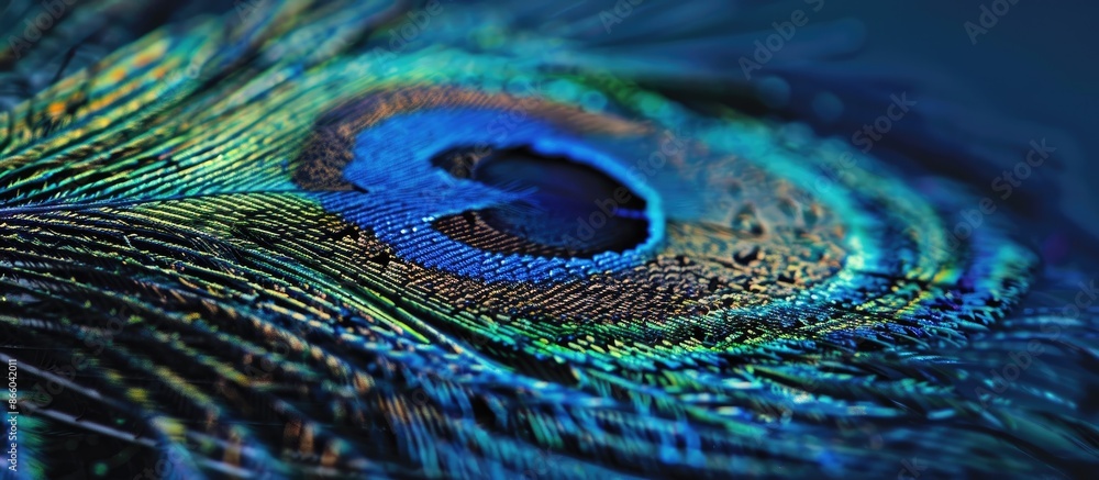 Aufkleber Close-up image of a peacock feather with copy space.