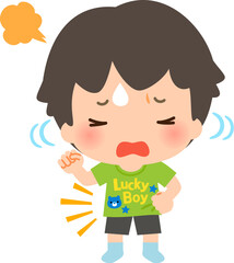 Tシャツのデザインが嫌で駄々をこねる男の子