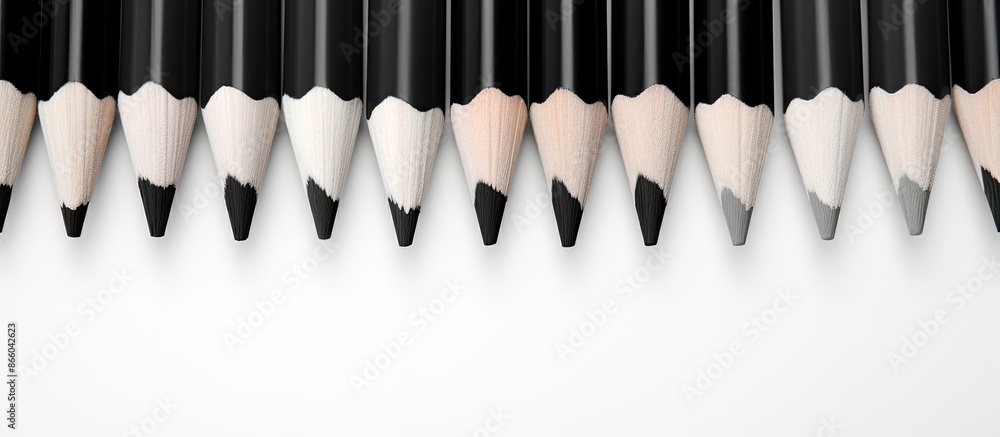 Fototapete black and white art therapy color pencils with a blank space for an image. with copy space image. pl