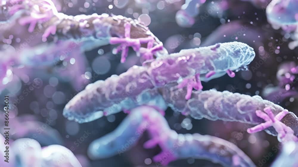 Poster closeup animation of a chromosomes p arm and q arm two distinct regions that contain different types