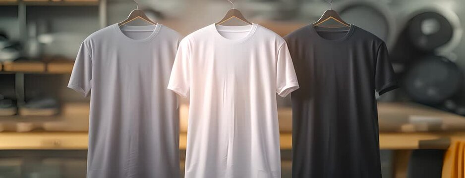 T-shirt Template. Men&iuml;&iquest;&frac12;s Clothing Mock Up with White T-shirt. 4K Video