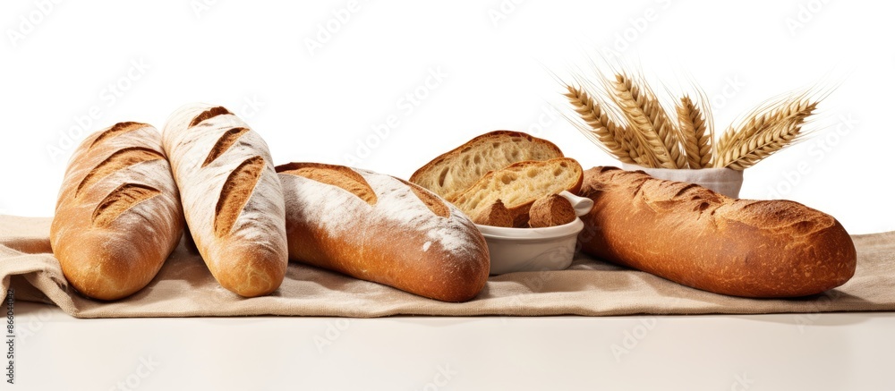 Leinwandbilder Bread displayed with a white backdrop, suitable for adding copy space image.