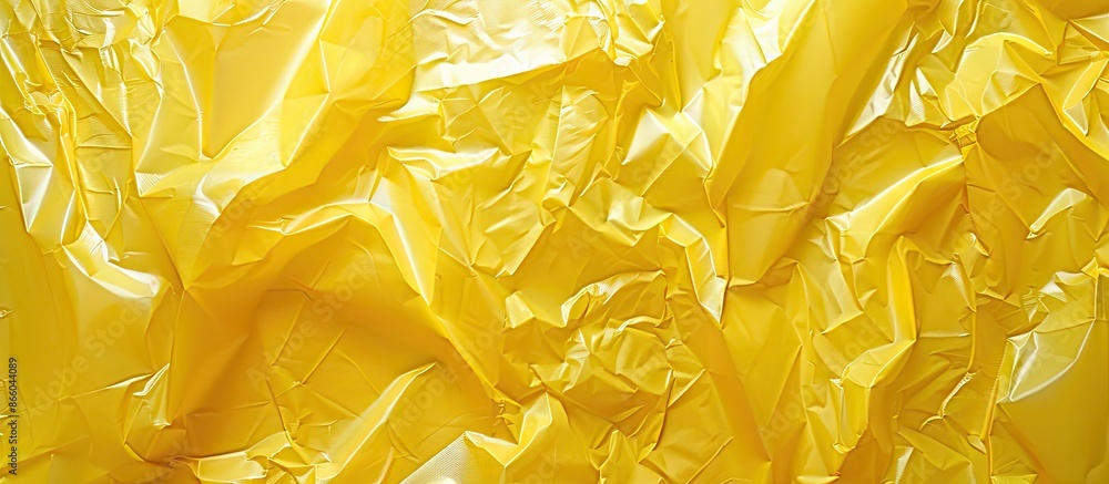 Poster abstract yellow texture with copy space image, featuring a plastic bag creating a unique yellow back