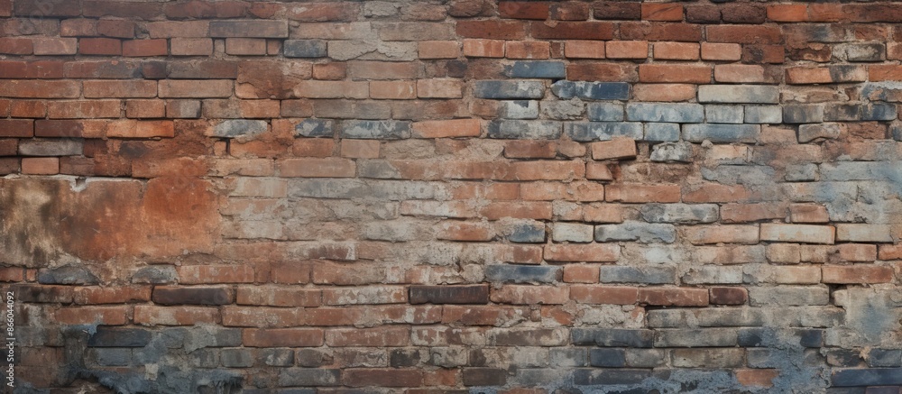 Poster utilize this aged, weathered brick wall with a distressed appearance as a backdrop, wallpaper, or te