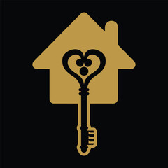 house key logo design icon vector