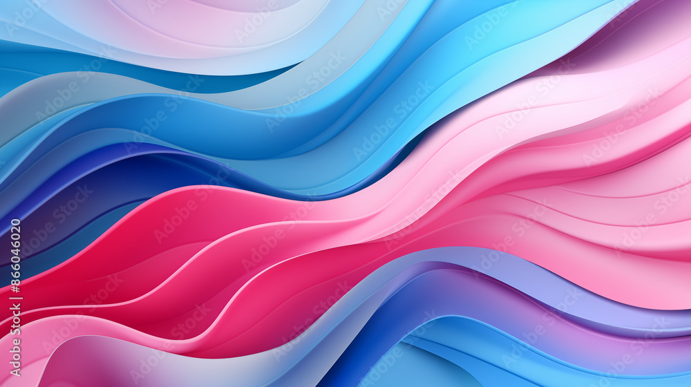 Wall mural blue and pink waves, colorful abstract background 