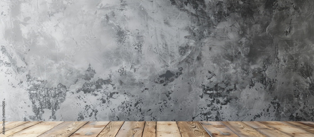 Poster wall background with plaster and wooden panel. texture wall. loft style interior design. with copy s