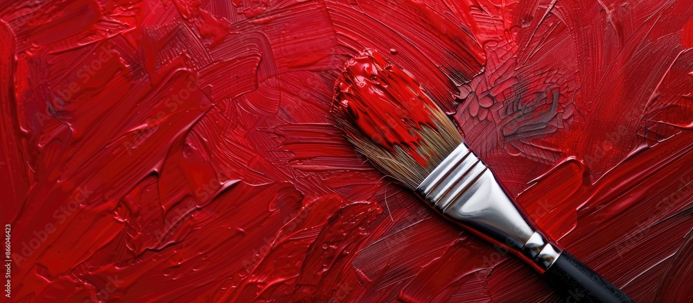 Aufkleber Red paint brush. with copy space image. Place for adding text or design