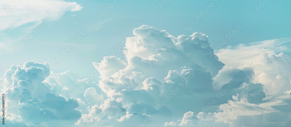 Aufkleber Soft-focused white clouds against a beautiful blue sky create a tranquil backdrop with ample copy space image.