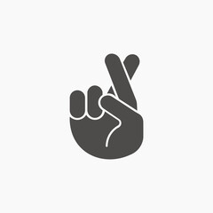 Fingers crossed hand gesture, cross your fingers icon vector illustration