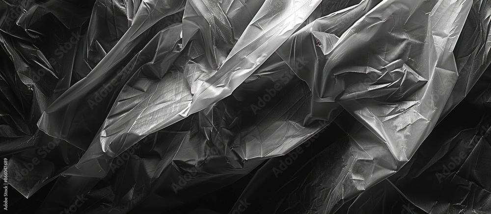 Poster a textured polyethylene film with folds, featuring a black and white effect in the copy space image.