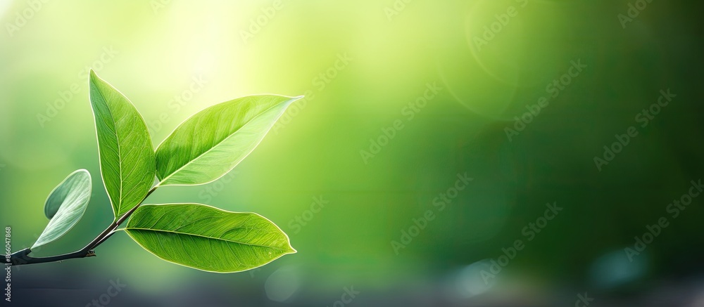 Aufkleber a close-up image of a green leaf against a blurred garden backdrop, providing ample copy space for a