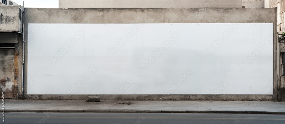Poster street wall with a big blank billboard and banners for your own text with room for customization in 