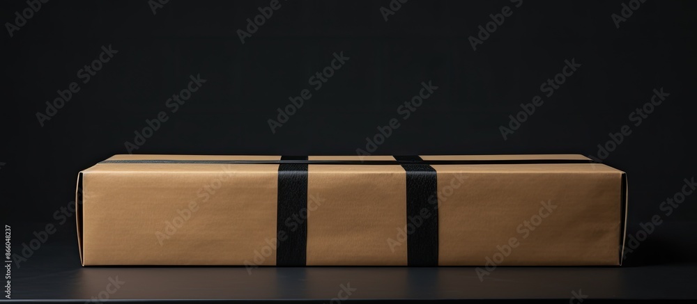 Poster A package on a black backdrop with copy space image.