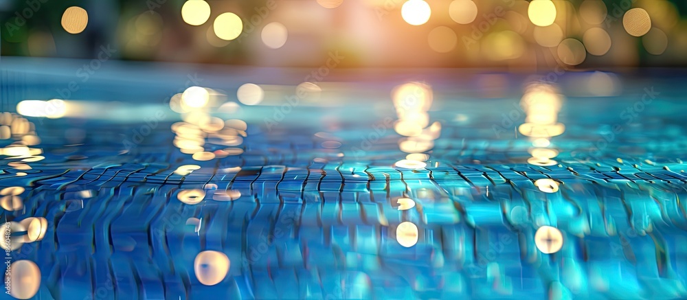 Fototapete Bokeh light background in the pool. Copy space image. Place for adding text or design