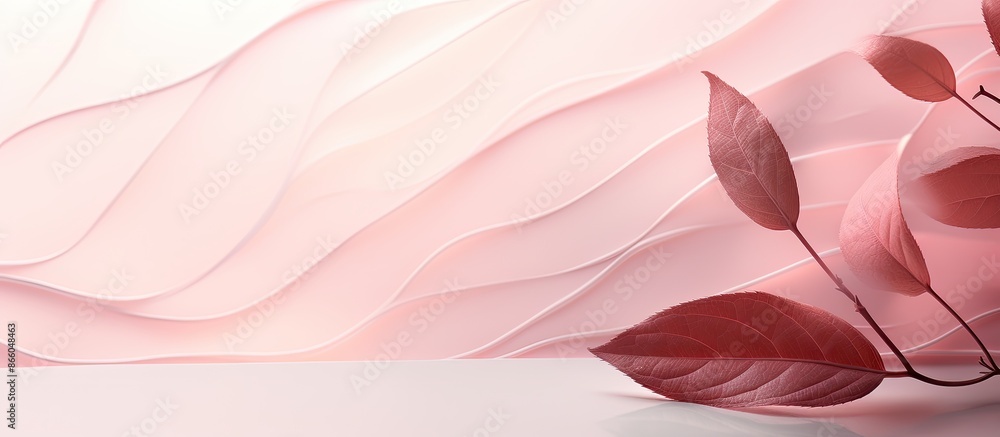 Aufkleber elegant pink abstract nature scene with soft tree leaf shadows for cosmetic product and packaging pr