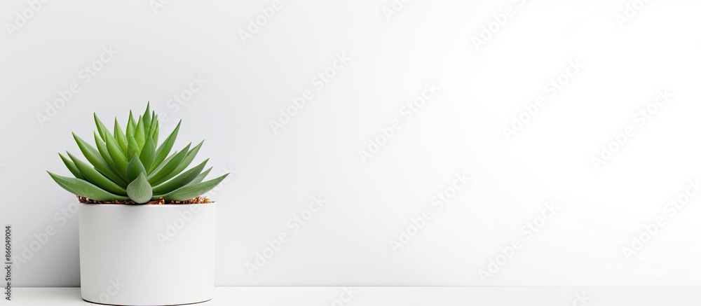 Aufkleber succulent plant in a pot on a white backdrop with ample copy space image.