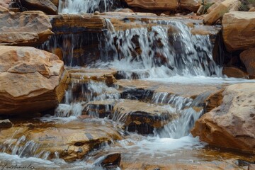 Waterfall Desert. Beautiful Cascade in Southern Utah Sandstone Landscape