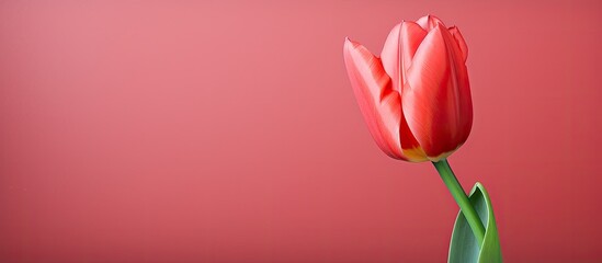 Vivid tulip in full bloom with empty copy space image.