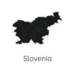 Obraz premium Slovenia Map Vector Illustration - Silhouette, Outline, Slovenia Travel and Tourism Map