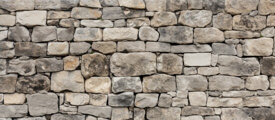 Fototapeta premium An old natural stone wall's texture with copy space image.