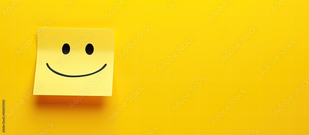 Aufkleber A cheerful expression on an empty yellow adhesive note with a copy space image.