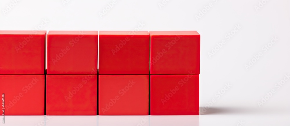 Poster Close-up view of a red building block against a white backdrop with ample copy space image.
