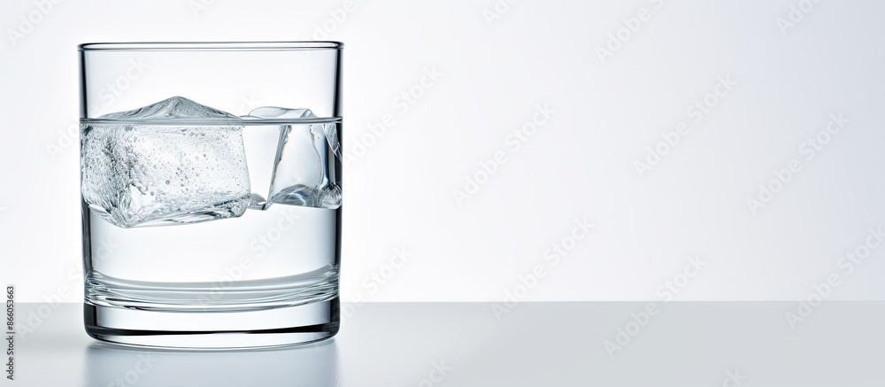 Aufkleber a glass with mineral water placed on a clean white surface with ample copy space image.