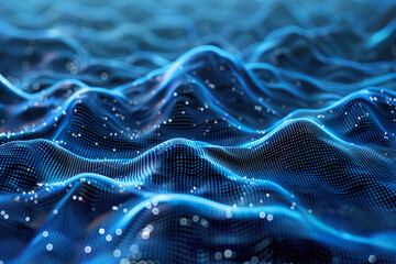 The image is a computer generated wave of blue and yellow, generative ai image.