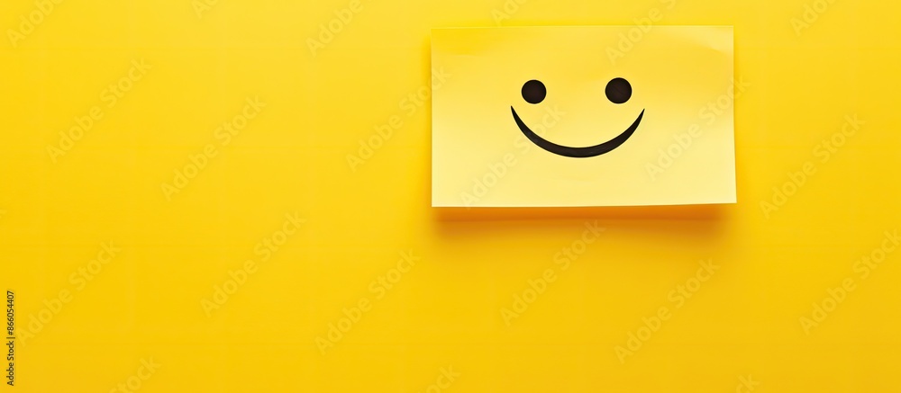Aufkleber A cheerful expression on an empty yellow adhesive note with a copy space image.