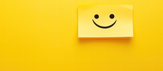 A cheerful expression on an empty yellow adhesive note with a copy space image.