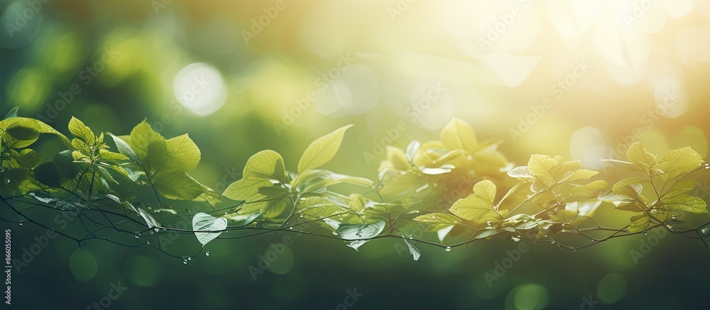 Poster Use a backdrop featuring blurred foliage and sunlight, ideal for text or ads with copy space image.