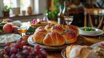 Festive Homemade Bread as Centerpiece of a Family Feast