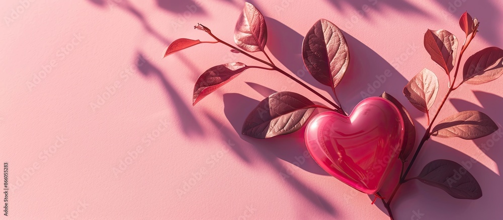 Poster heart-shaped shadow for a minimalistic mother's day composition with copy space image, embracing a c