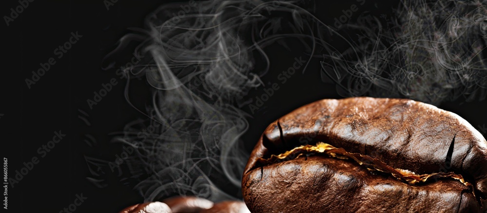 Poster Steaming coffee bean with copy space image.