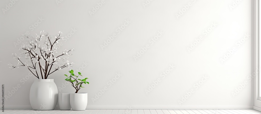 Poster White walls with a stunning appeal, devoid of objects, featuring ample copy space image.