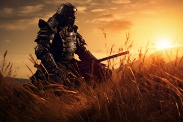Fototapeta premium Samurai warrior in full armor photo photography weaponry.