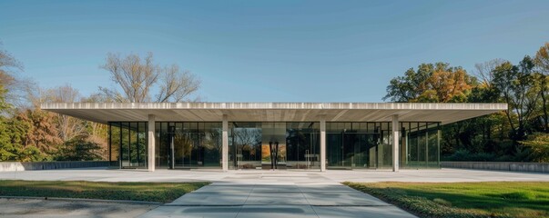 Obraz premium Empty minimal abstract architecture building interior or exterior concrete design open space floor courtyard white showcase area and curved walls museum, display showroom mockup environment background