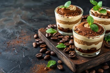 tiramisu dessert in glass cups